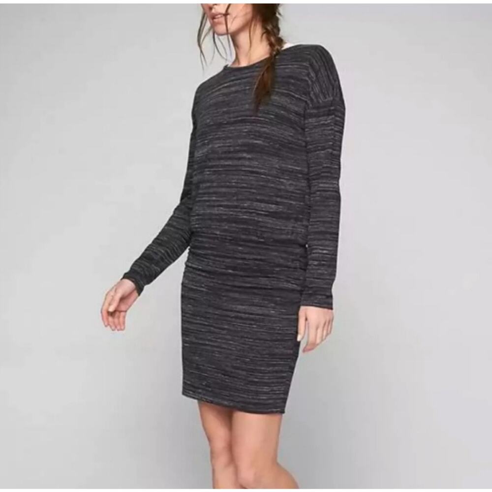 Athleta Charcoal Black Space Dye Avenues Soft Ruching Women's Athleisure Dress M